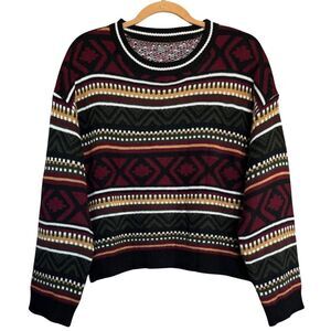 Womens Sweater Bohemian Knit Pullover Size 2XL‎ Multicolor Tribal Aztec Retro